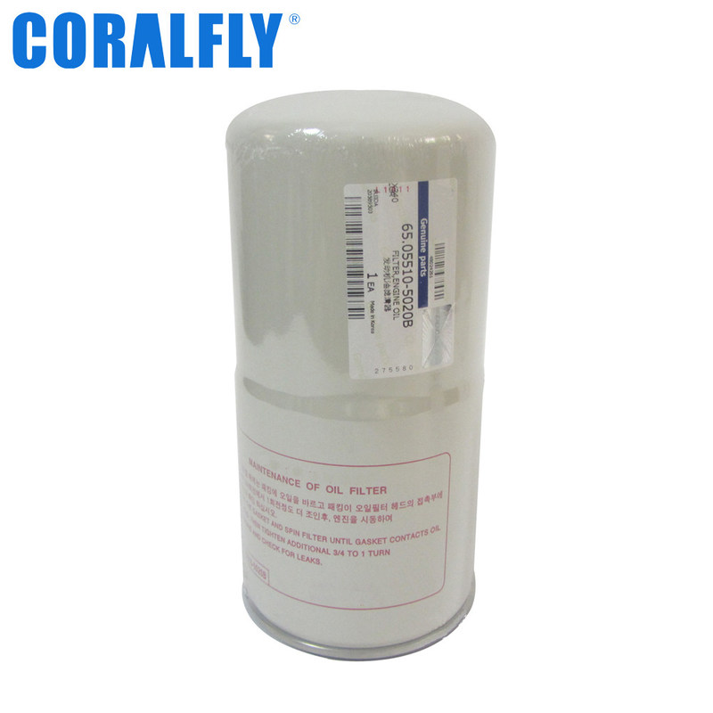 Filtro de lubricante del filtro de aceite de DOOSAN 65.05510-5020B para el excavador Equipment